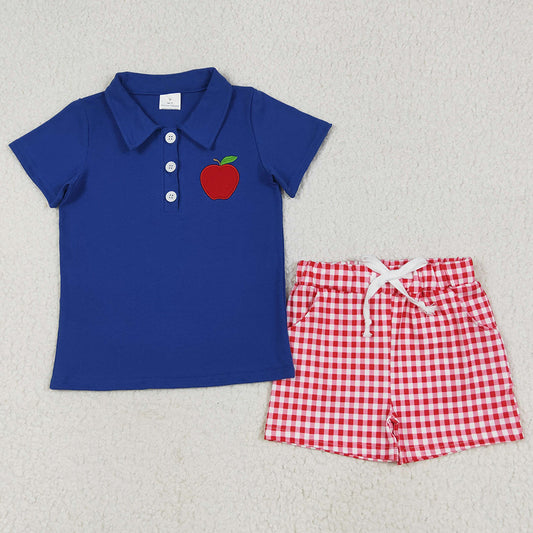 Baby Boys Clothes Embroidery Apple Pullover Top Back To School Clothes Sets BSSO1397 6.6