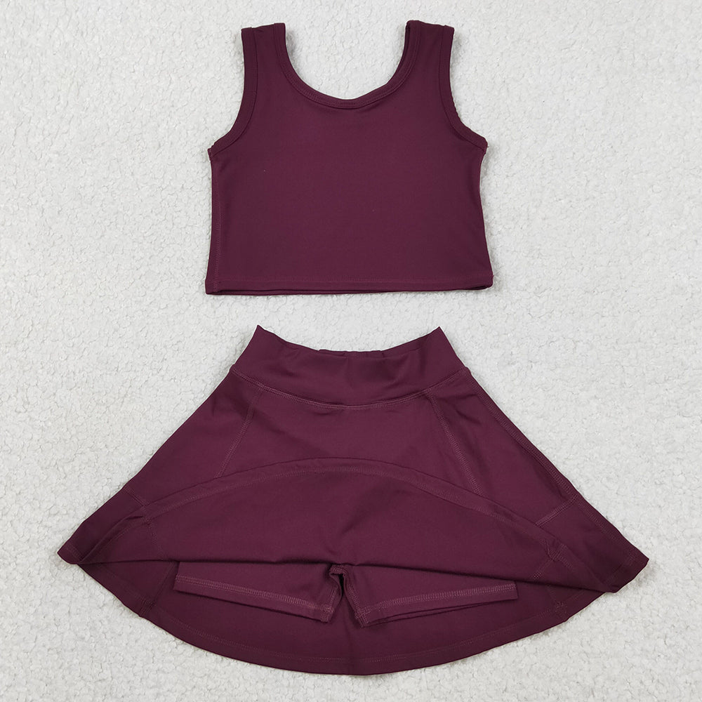 Baby Girls Dress Wine Vest Top Sports Skorts Clothes Sets GSD1981
