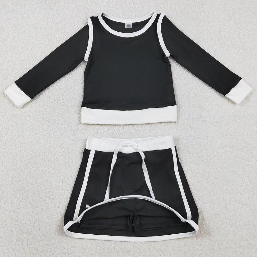 Baby Girls Clothes Black Long Sleeve Top Skirts Shorts Yoga Active Clothes Sets GLD1481