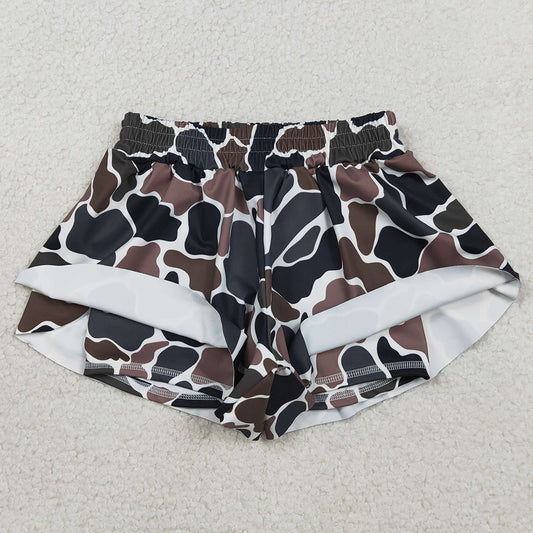 Baby Girls Shorts Southern Dark Brown Camo Yoga Active Ruffle Shorts Bottom SS0773