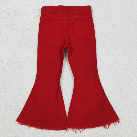Baby Girls Jeans Pants Red Denim Bell Pants P0083 12.3