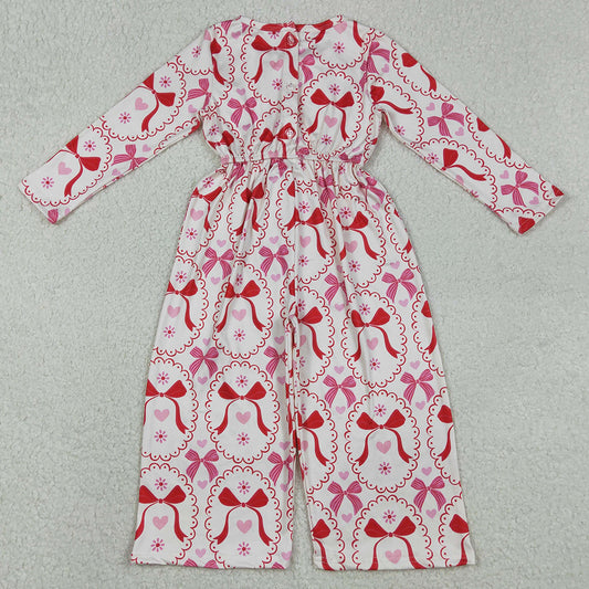 Baby Girls Jumpsuits Heart Bows Checked Pants Valentines Jumpsuits LR2713 12.9