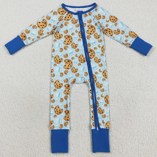 Baby Boys Rompers Blue Milk Cookies Christmas Zipper Rompers LR2397 8.9