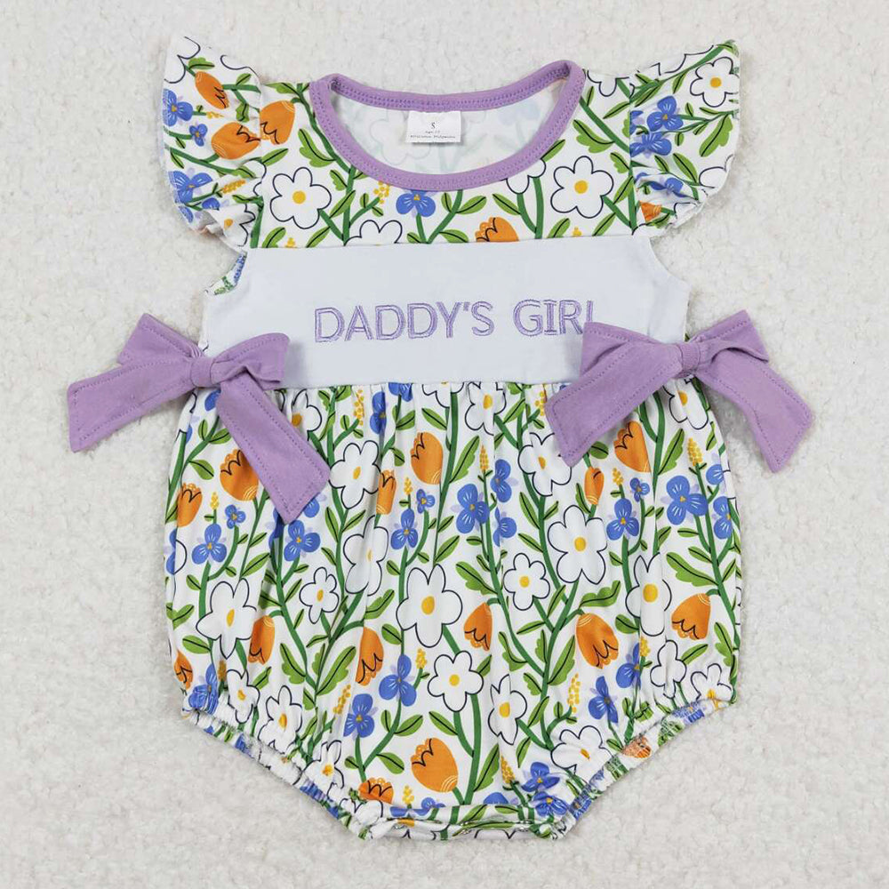 Infant Baby Girls Rompers Flower Daddy`s Girl Embroidery Boutique Rompers SR0891