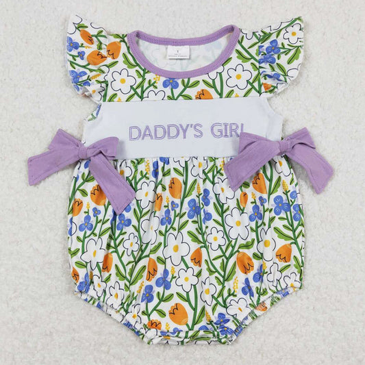 Infant Baby Girls Rompers Flower Daddy`s Girl Embroidery Boutique Rompers SR0891