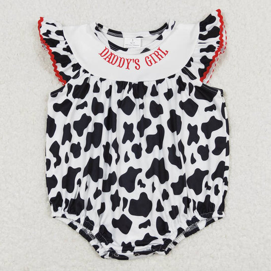 Infant Baby Girls Rompers Cow Daddy`s Girl Embroidery Boutique Rompers SR1146