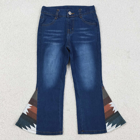 Baby Girls Pants Western Aztec Print Bell Bottom Denim Pants P0303 12.11