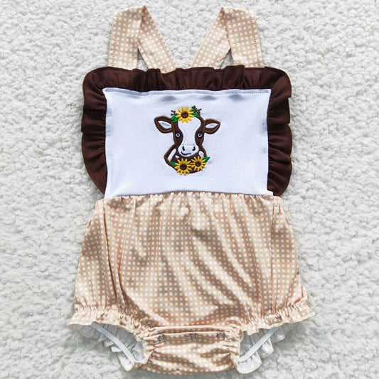 Baby Girls Rompers Cow Sunflower Kids Sibling Rompers SR0312