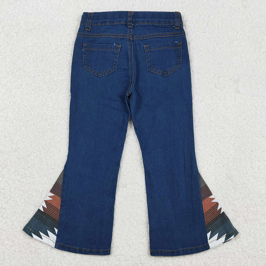Baby Girls Pants Western Aztec Print Bell Bottom Denim Pants P0303 12.11