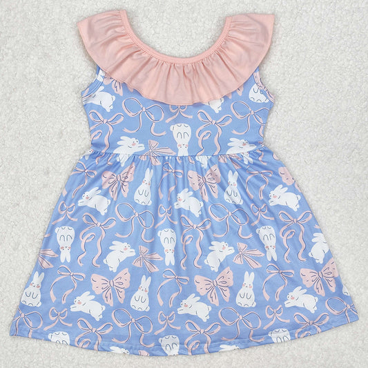 Baby Girls Dress Easter Rabbits Bows Knee Length Dresses GSD1829