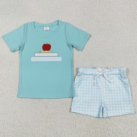 Baby Boys Clothes Embroidery Apple Pencil Top Pockets Shorts Back To School Clothes Sets BSSO1329 6.7
