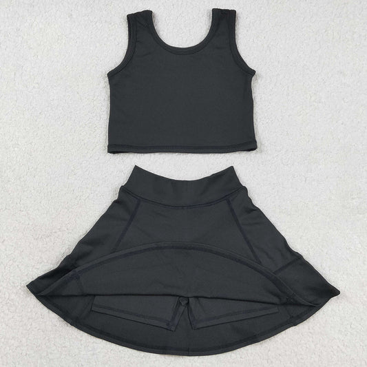 Baby Girls Clothes Black Vest Top Yoga Sports Skorts Clothes Sets GSD1982