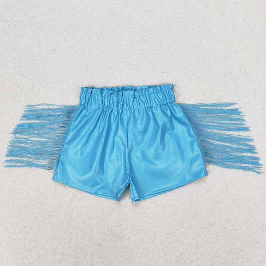 Baby Girls Shorts Blue Tassel Pleather Shorts SS0241