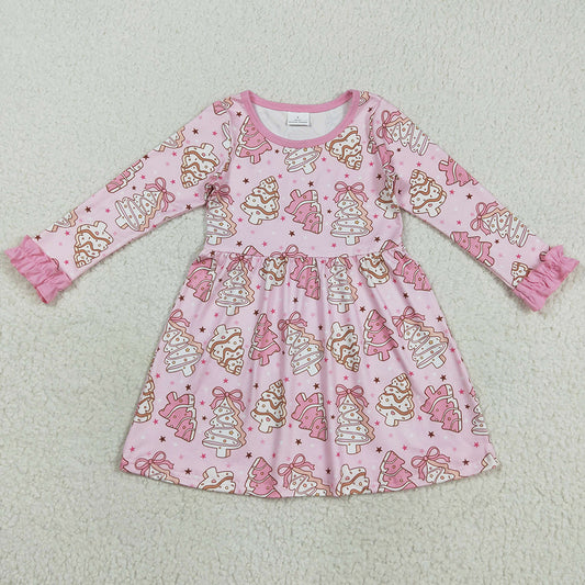 Baby Girls Dress Pink Christmas Trees Cake Knee Length Dresses GLD1124 8.9