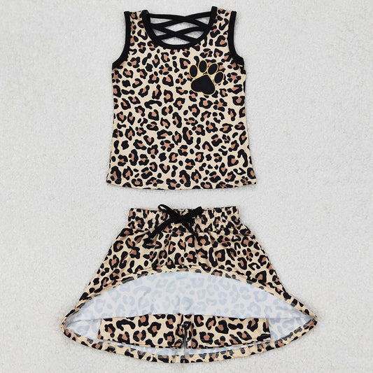 Baby Girls Clothes Brown Leopard Shirt Skirt Clothes Sets GSD2077