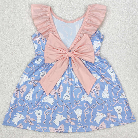 Baby Girls Dress Easter Rabbits Bows Knee Length Dresses GSD1829