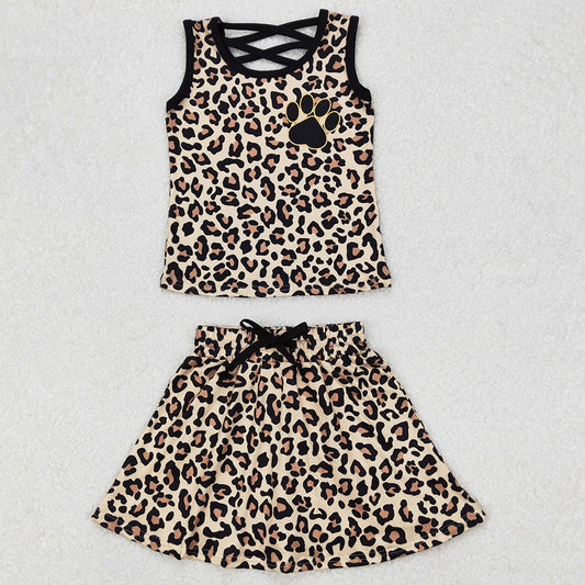 Baby Girls Clothes Brown Leopard Shirt Skirt Clothes Sets GSD2077