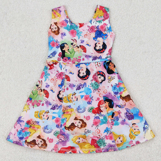 Baby Girls Clothes Princess Flowers Yoga Active Wear Skort Knee Length Dresses GSD2136