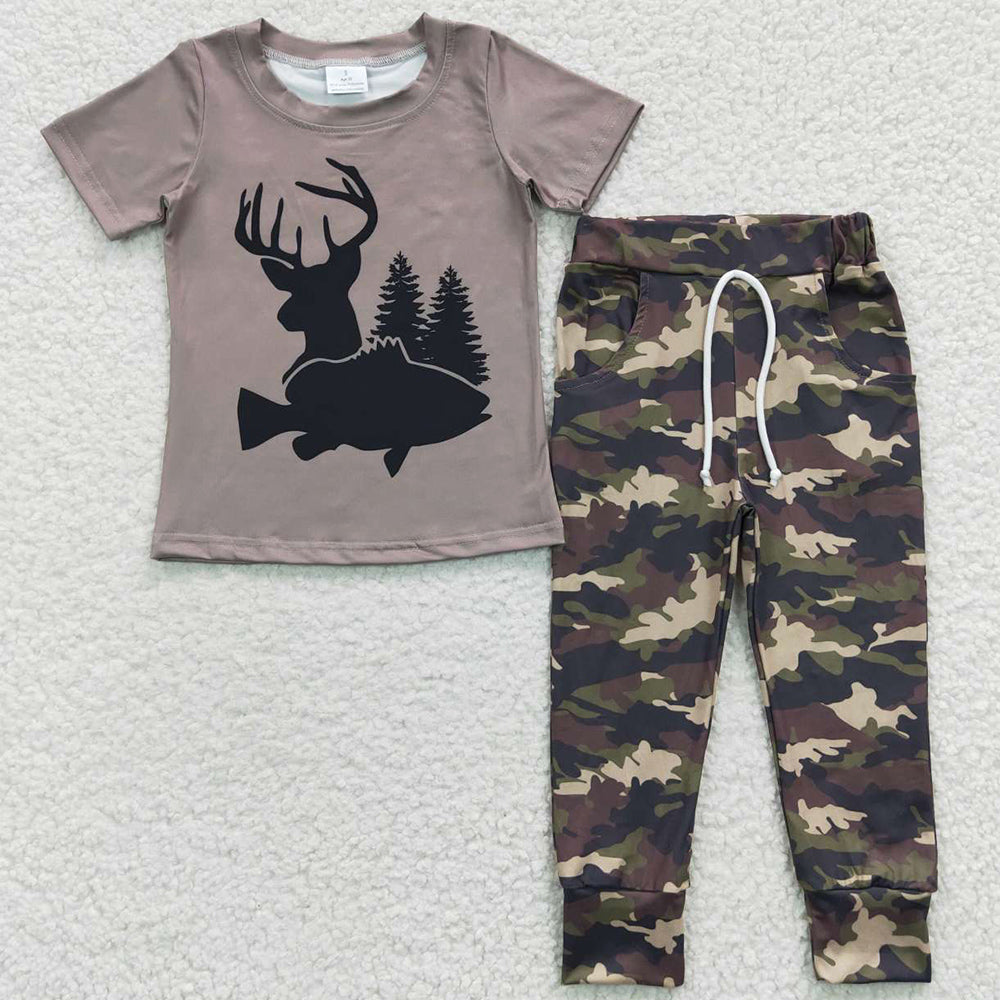 Boutique Baby Boys Clothes Deer Camo Tee Shirt Pants Sets BSPO0108 5.16