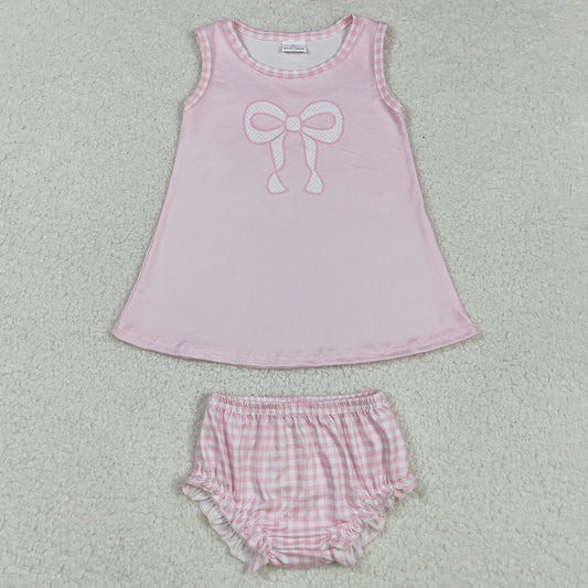 Baby Girls Clothes Light Pink Sleeveless Bow Tunic Bummies Set GBO0469 8.16