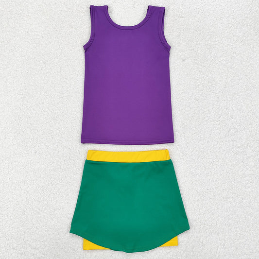 Baby Girls Dress Mardi Gras Athletic Active Wear Top Shorts Skirts Clothes Sets GSD1432