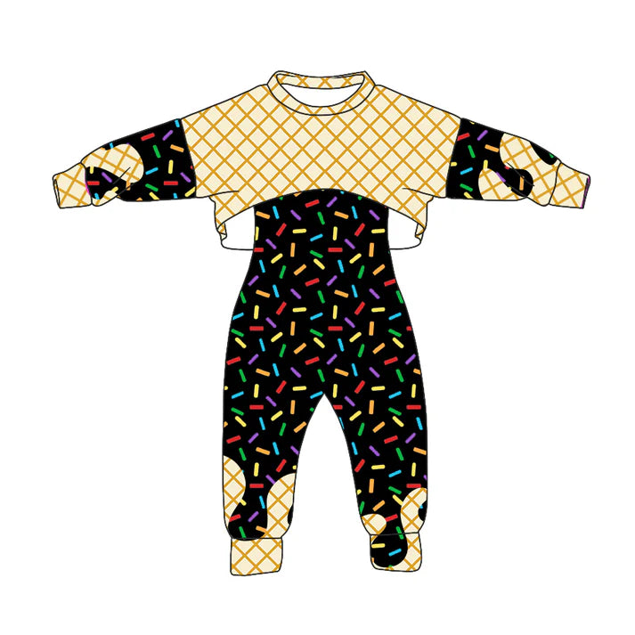 Preorder (moq 5)Baby Girls Long Sleeves Drip Shirt Top Jumpsuit 2 Piece Team Clothes Sets 8.5