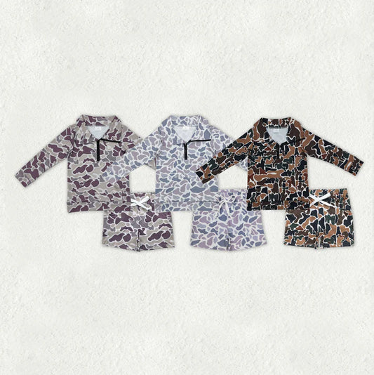 Sibling Baby Boys Long Sleeve Camo Zipper Pullover Pockets Shorts Southern Clothes Set 11.5