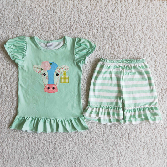 Cow Print Baby Girls Clothes Summer Sets B9-1 4.28
