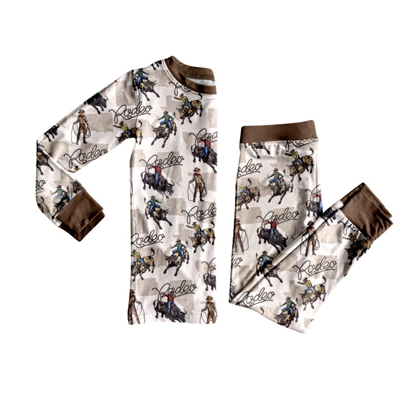 Baby Boys Pajamas Long Sleeves Horse Rodeo Plaid Top Pant Pajamas Set Preorder BLP1085 5.30