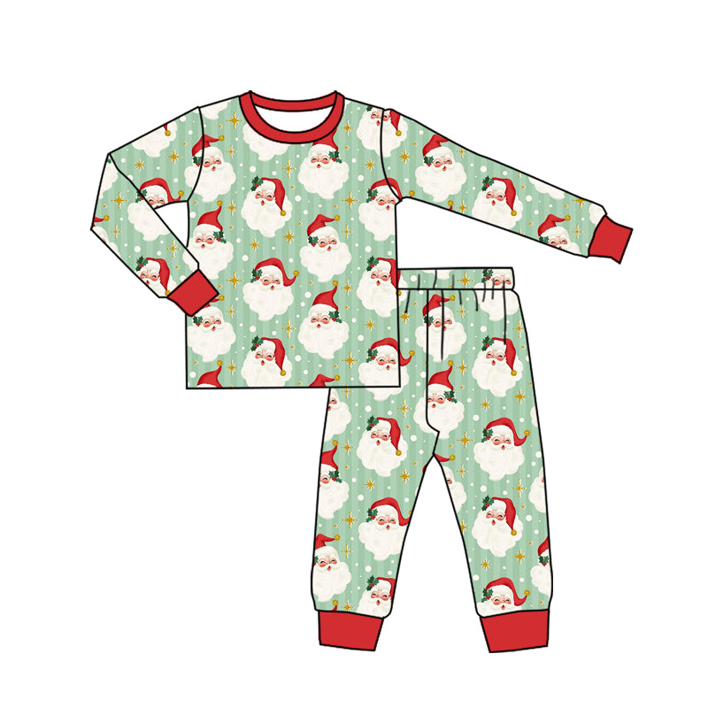 Baby Boys Pajamas Green Long Sleeves Santa Stars Top Pant Pajamas Set Preorde BLP1088 5.30