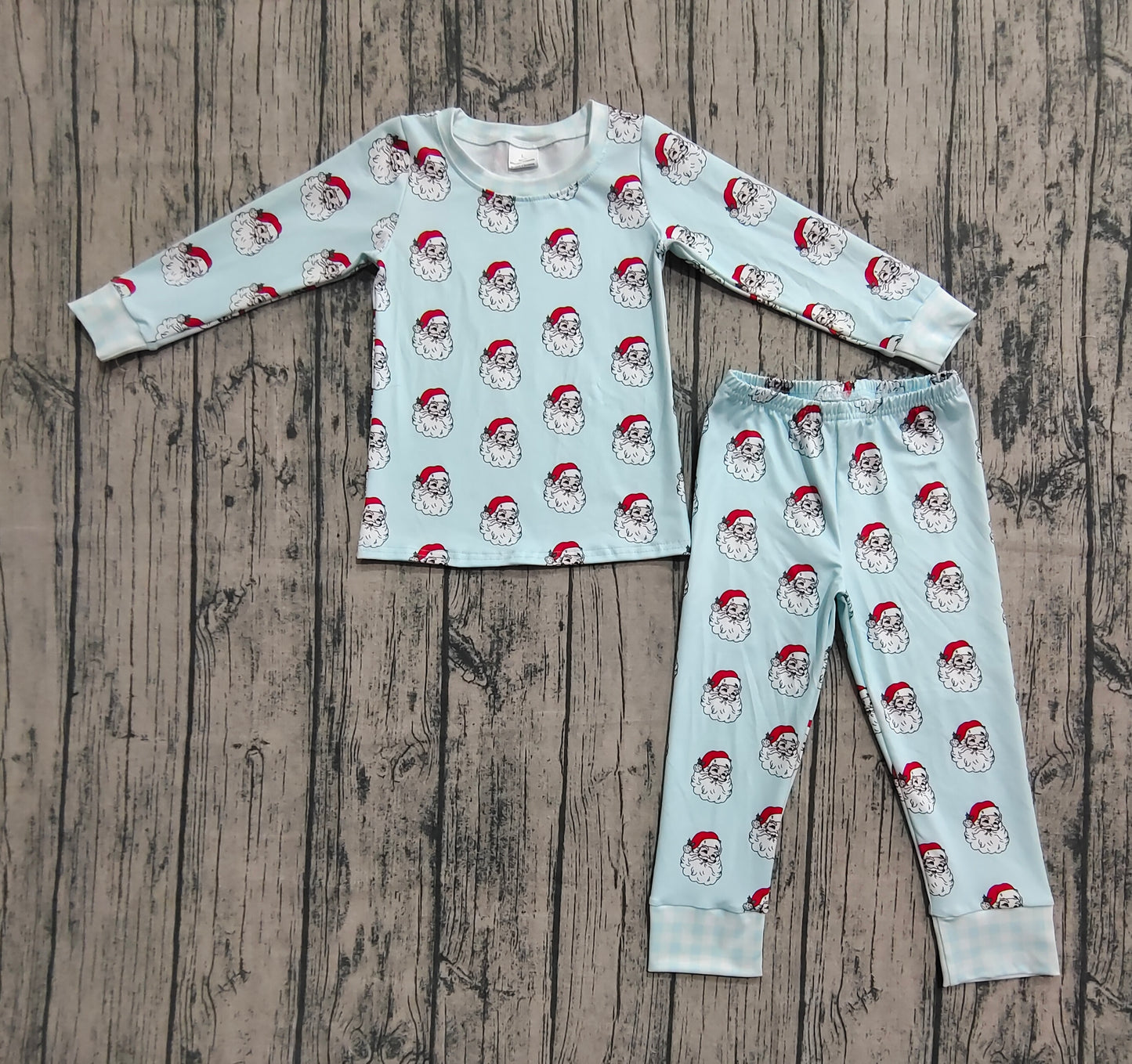 Baby Boys Pajamas Blue Long Sleeves Santa Top Pant Pajamas Set Preorder BLP1090 8.2
