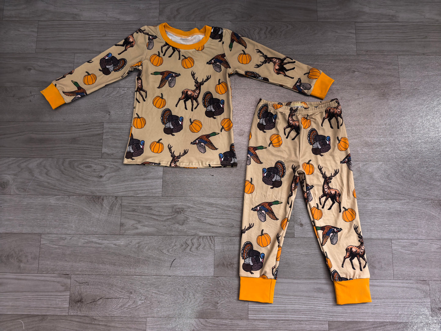 Baby Boys Clothes Pumpkins Ducks Turkey Top Pant Thanksgivings Pajamas Set BLP1556