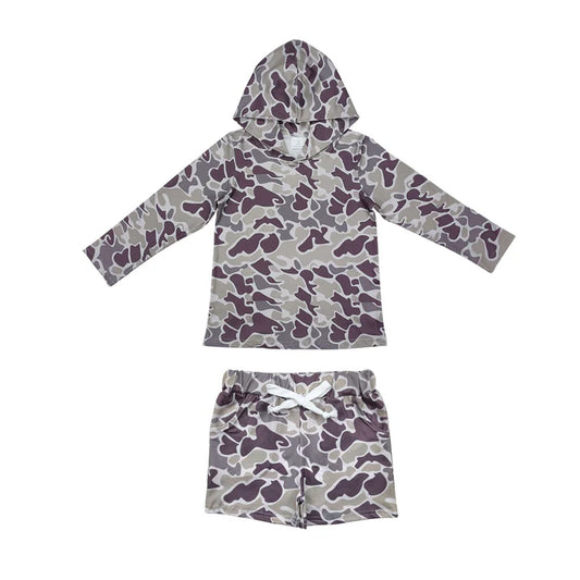 Baby Boys Grey Camo Hoodie Top Pockets Shorts Southern Clothes Sets BLS0006 11.5