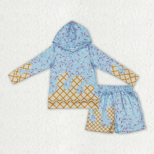 Baby Boys Light Blue Sprinkles Drip Hoodie Top Shorts Team Clothes Sets BLS0030