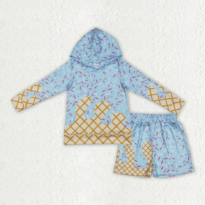Baby Boys Light Blue Sprinkles Drip Hoodie Top Shorts Team Clothes Sets BLS0030