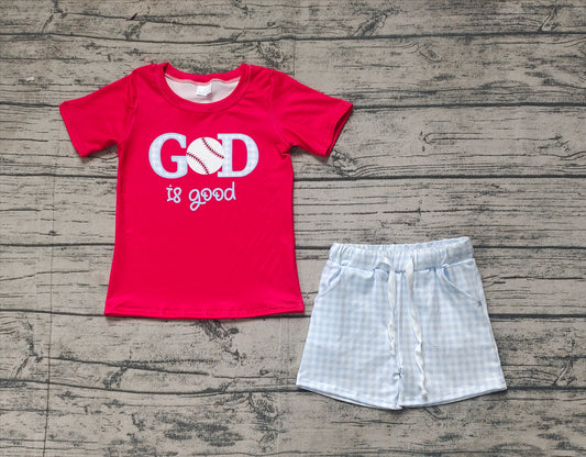 Baby Boys Clothes God is Good Baseball Shirt Shorts Sets Preorder BSSO1248
