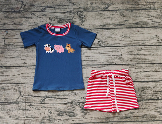 Baby Boys Clothes Farm Animals Shirt Stripes Shorts Sets Preorder BSSO1295