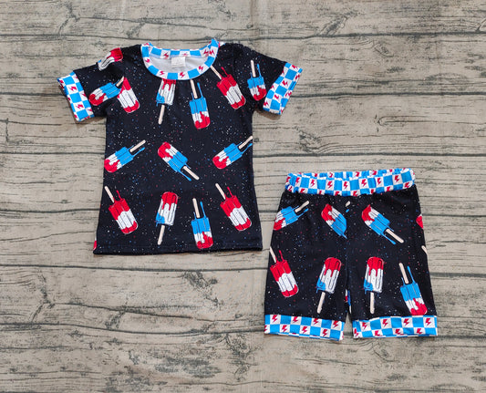 Baby Boys Clothes Black Short Sleeves Popsicle Shirt Shorts 4th Of July Pajamas Sets preorder BSSO1401 5.7