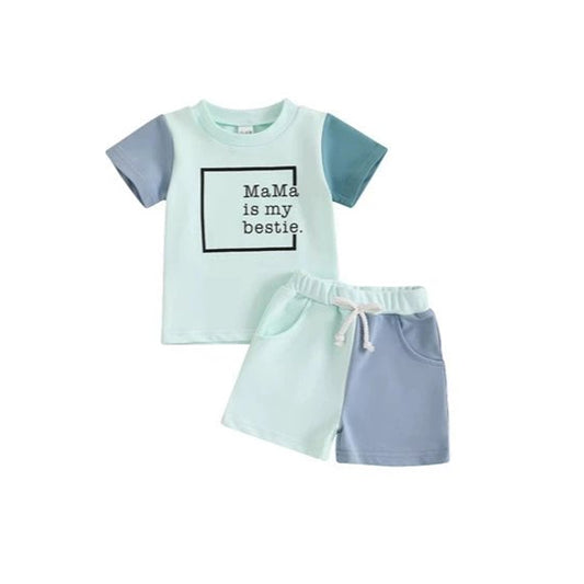 Baby Boys Clothes Short Sleeves Mama Is My Bestie Top Pockets Shorts Sets Preorder BSSO1478 3.28