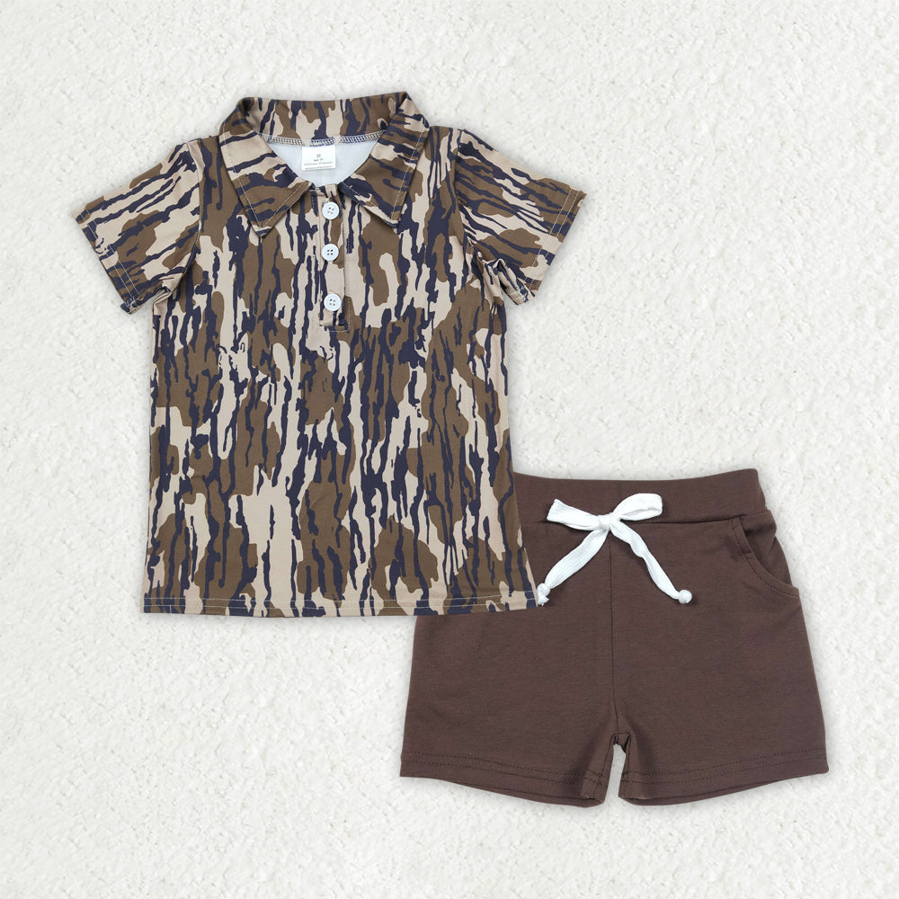 Baby Boys Clothes Bottomland Camouflage Button Pullover Tops Shorts Sets BSSO1489 4.7