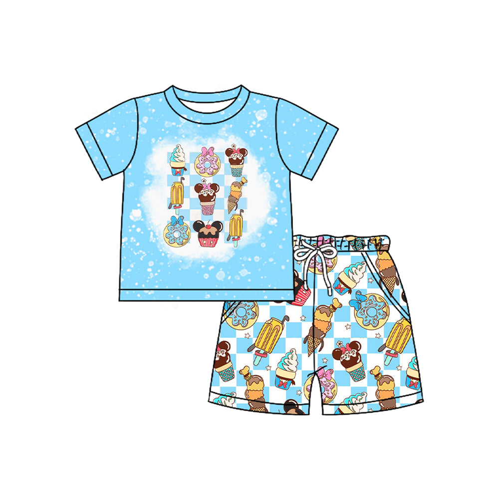 Baby Boys Clothes Blue Short Sleeves Cartoon Ice Cream Top Pockets Short Set Preorder BSSO1509 4.10