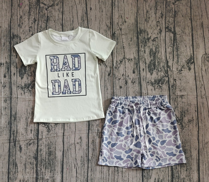Baby Girls Rad Like Dad Top Grey Camo Shorts Clothes Sets Preorder 10.24