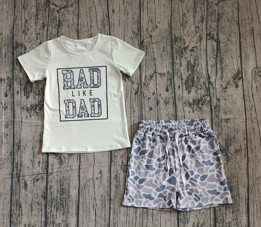 Baby Girls Rad Like Dad Top Grey Camo Shorts Clothes Sets Preorder 10.24