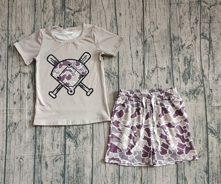Baby Girls Lavender Camo Baseball Top Shorts Team Clothes Sets Preorder 10.24