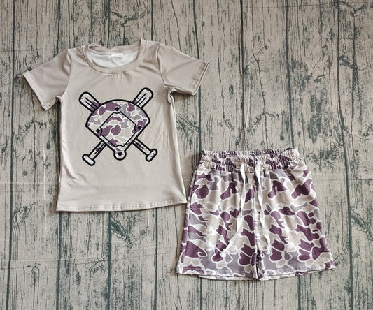 Baby Girls Lavender Camo Baseball Top Shorts Team Clothes Sets Preorder 10.24