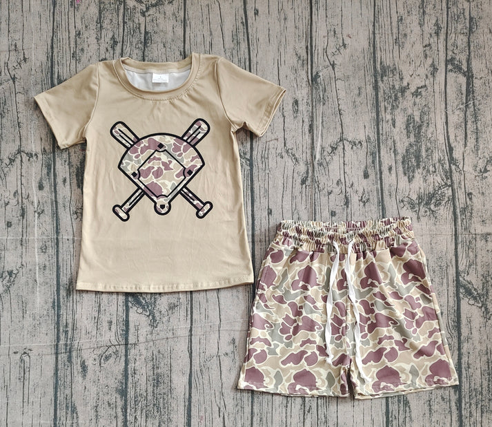 Baby Girls Green Camo Baseball Top Shorts Team Clothes Sets Preorder 10.24