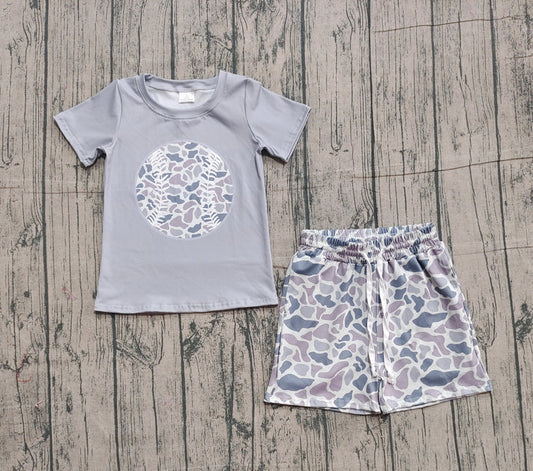 Baby Girls Grey Camo Baseball Top Shorts Team Clothes Sets Preorder BSSO1598 10.24