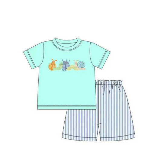 Baby Boys Ladybirds Snails Top Stripe Shorts Clothes Sets Preorder 11.21