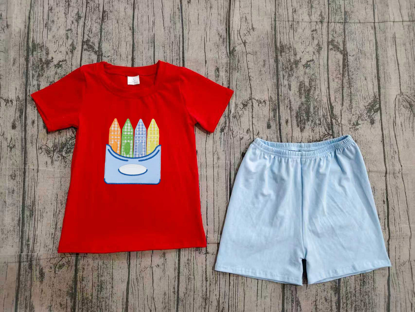 Baby Boys Clothes Pencils Top Short Back to School Clothes Set Preorder BSSO2023