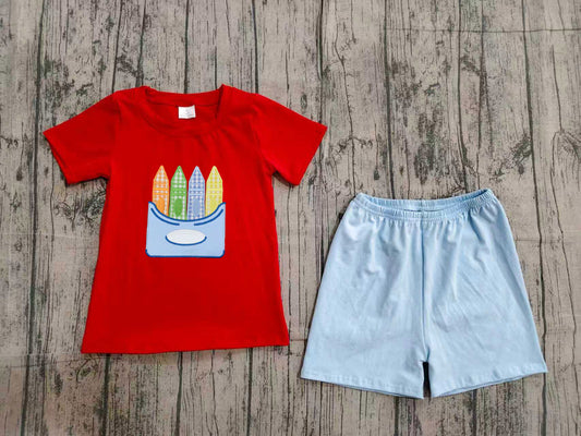 Baby Boys Clothes Pencils Top Short Back to School Clothes Set Preorder BSSO2023